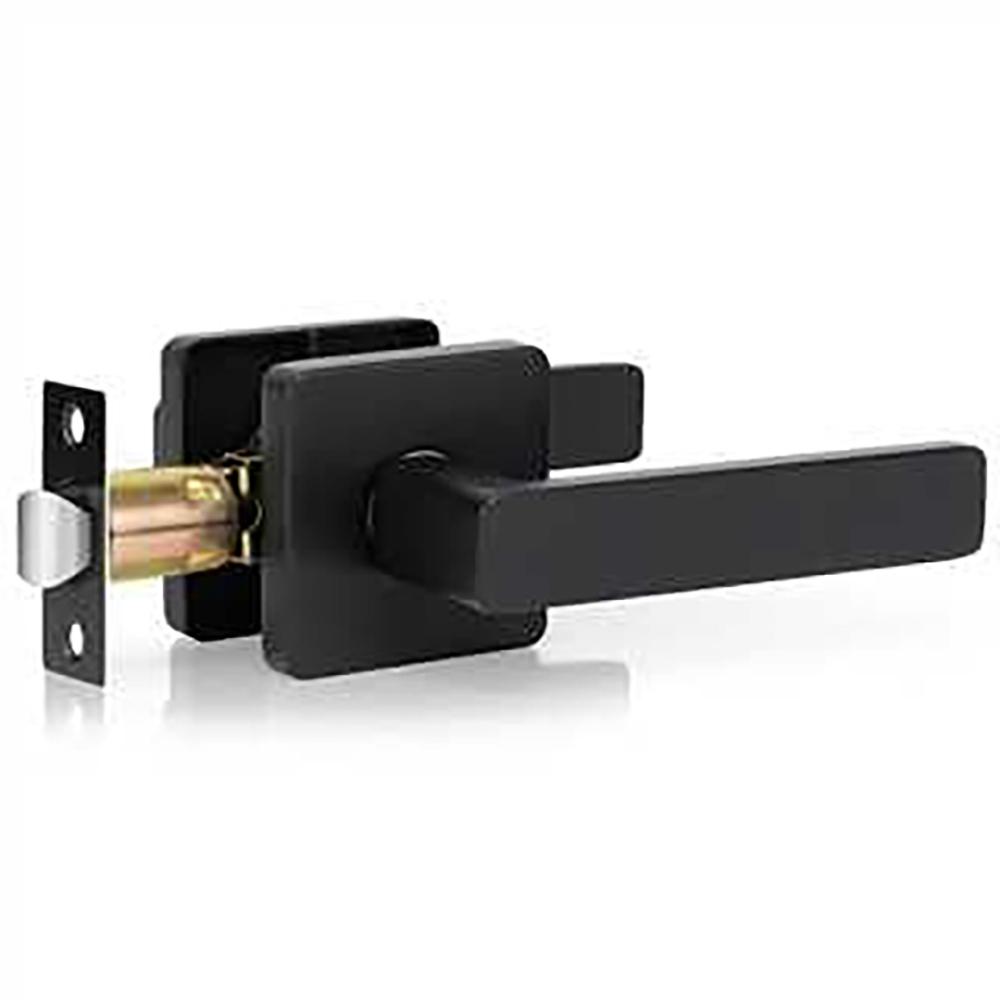 

Золотая ручка двери с бесключевым доступом - Сверхпрочный, реверсивный квадратный замок конфиденциальности для спальни и ванной комнаты чёрный