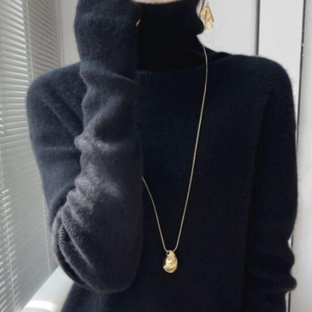 Navava SofT Simple Solid TurTleneck KniT Long Sleeve T shirT Nk1831