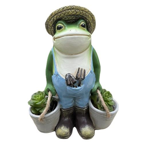 Frog Bucket Garden Resin Flowerpot Cute Small Animal Decoration Outdoor Courtyard Creative Decoration