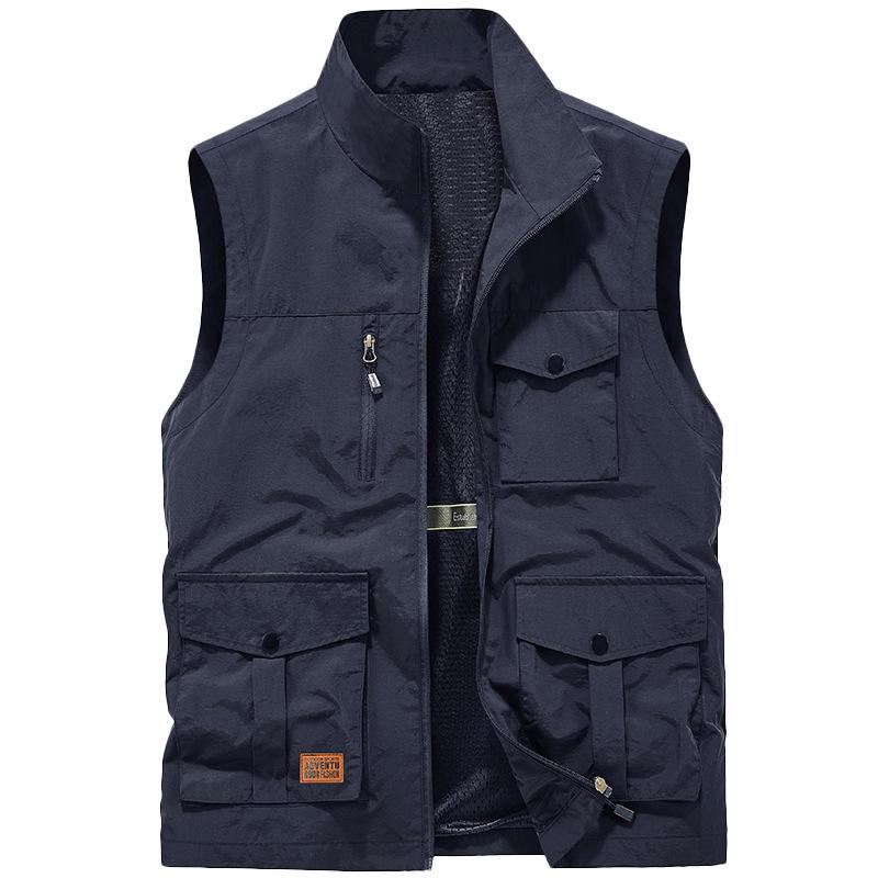 Tooling Vest Men'S Spring And Summer Multi-Pocket Outdoor Vest Stand-Up Collar Vest Fishing Photography Mountaineering Vest Logo