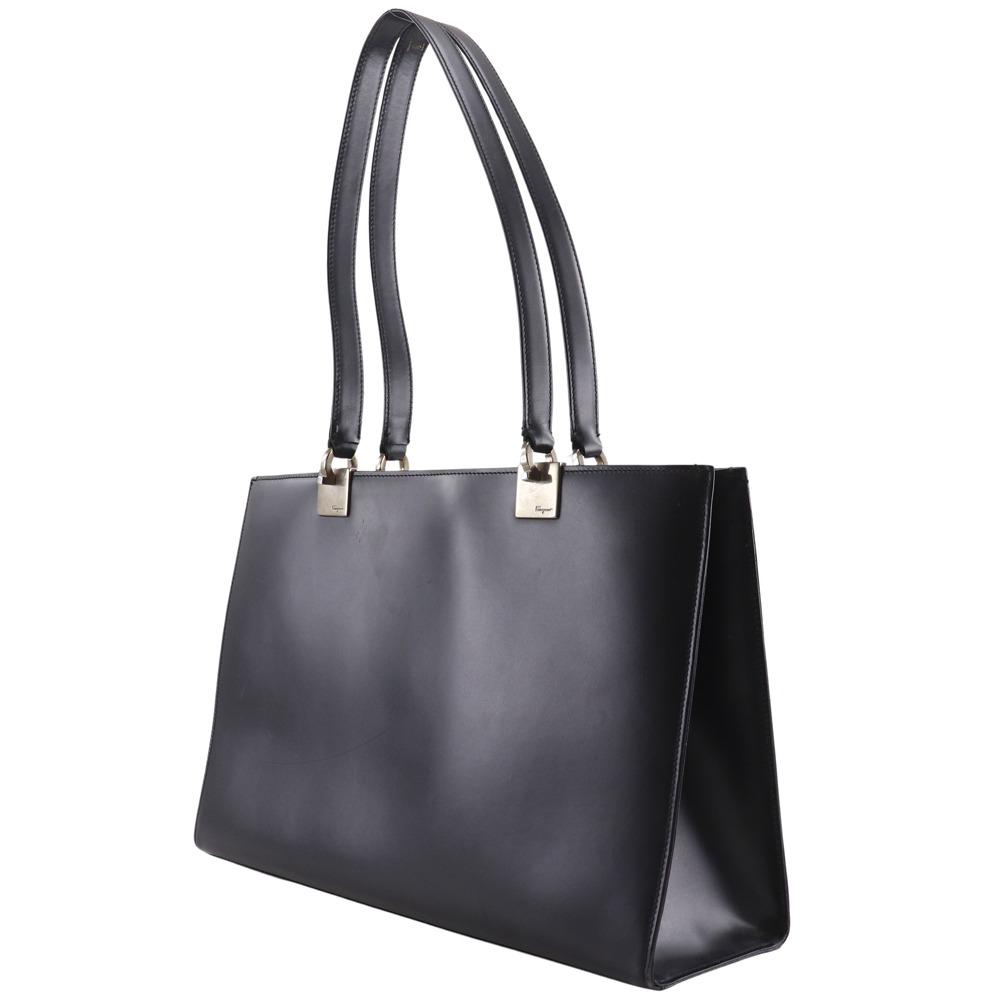 Salvatore Ferragamo Gancini Tote Bag BP-21 0137 black Calfskin Women Used