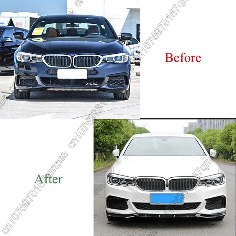 Für BMW 5 G30 G31 525i 530i 530d 540i M 2017-2020 Auto Frontstoßstange Lippe Kinnschutz Diffusor Abdeckung Deflektor Karosserie-Kits Glanzschwarz