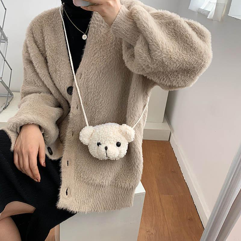 Cute Bear Plush Shoulder Bag For Children Kids Cartoon Messenger Bags Kawaii Plush Purses Little Girls Stuffed Animals Backpack