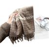 New Thickened Plaid Scarf White Soft Tassel Shawl Imitation Cashmere Scarf In Autumn and Winter