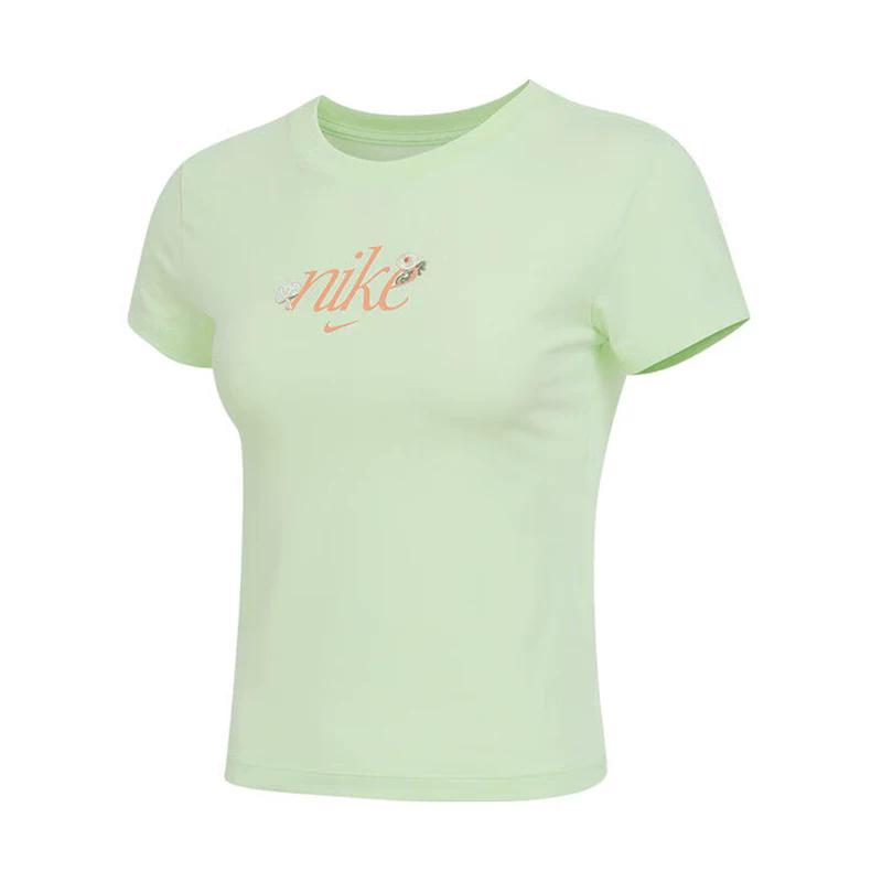 Nike Breathable Sports Slim Fit Round Neck Short Sleeve T-Shirt Women Tops Green HF9723-360