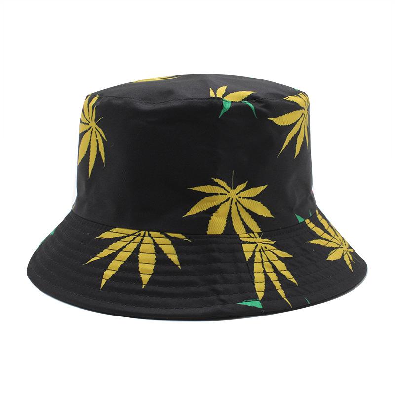 

Maple Leaf Print Double-Sided Bucket Hat Men S And Women S Basin Hat Outdoor Sunshade Sun Protection Hat M（56-58cm） чорний