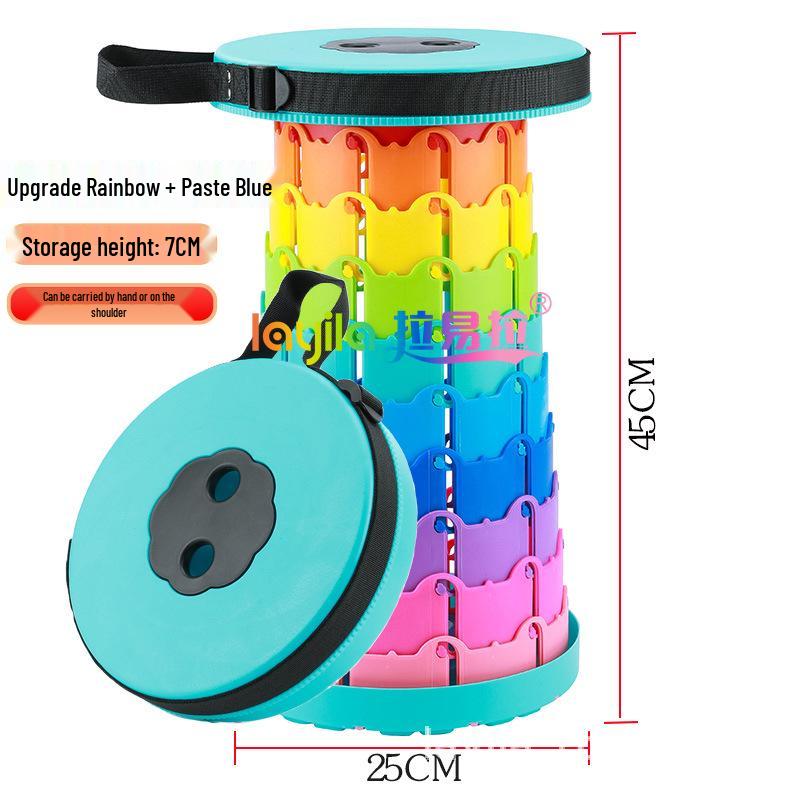 Rainbow Telescopic Adjustable Folding Stool for Leisure, Fishing, and Household Use