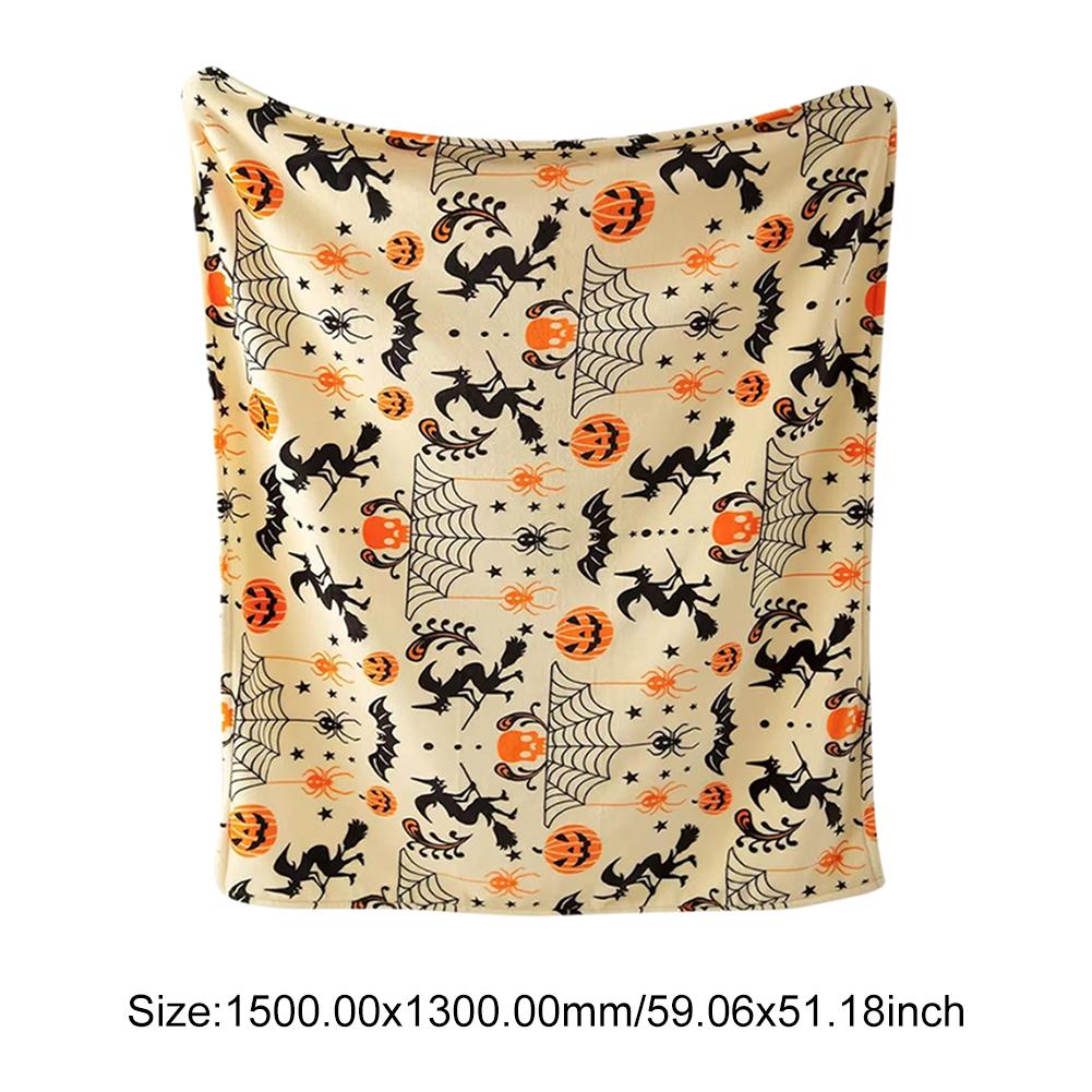 Halloween Throw Blankets Pumpkin Ghost Thin Blanket Reversible Fleece Warm Cozy Blanket Nap Blanket for Sofa All Season use Gift