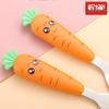 Carrot Cartoon Kids' Stainless Steel Cutlery Set: Spoon & Fork for Baby Food and Fruit Puree