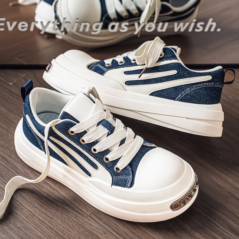 Casual men's shoes breathable canvas shoes big head derby shoes spring new heightening large size sports board shoes men