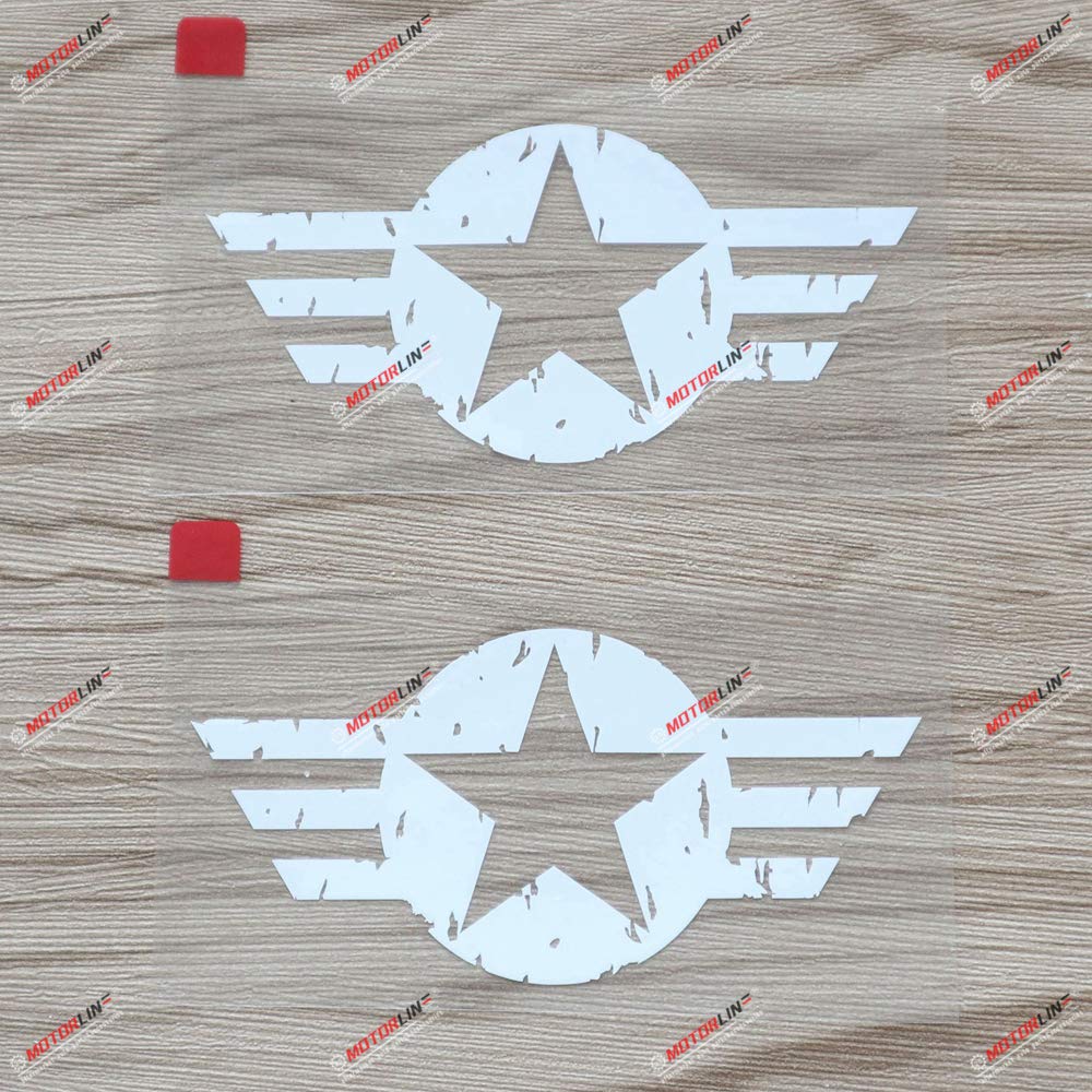 

Set of 2 White 4 Air Force Star WW2 Decal Sticker Car Vinyl for Jeep Distressed