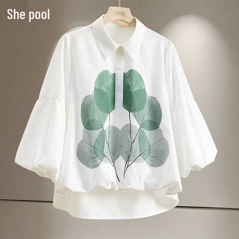 Women s Printed Lantern Sleeve Blouse S