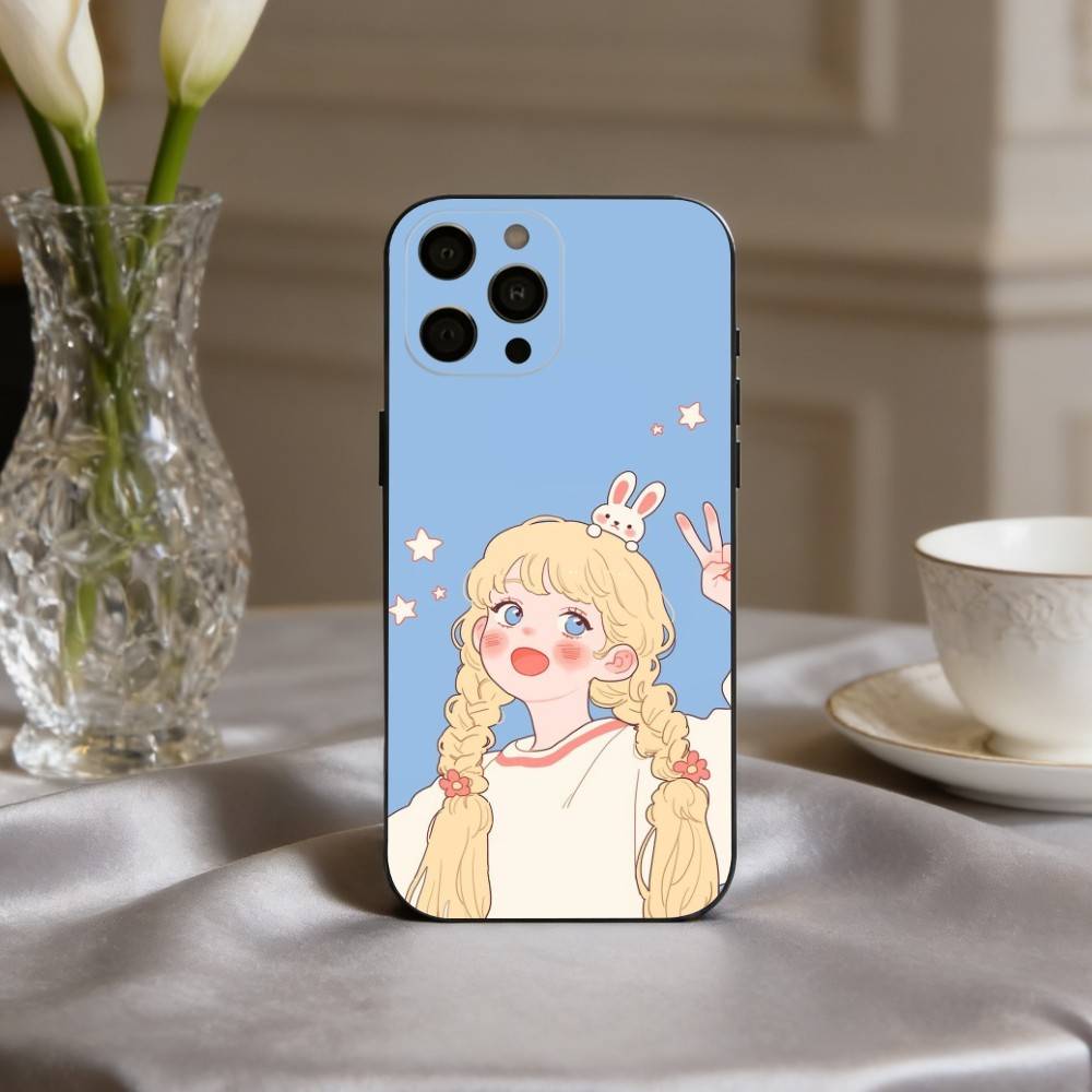 

D-Dreamy G-Glow Vibe мультяшная девушка Чехол для телефона Для iPhone 17,16,15,14,13,12,11 Plus,Pro Max,XS,Мягкий силиконовый черный чехол iPhone13