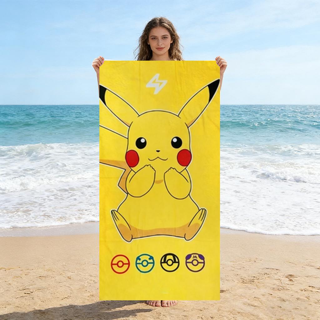 Cute Pikachu Beach Towel Bath Towel Soft Absorbent Bath Towel for Bathroom Pool Yoga Beach W40*H60(CM)