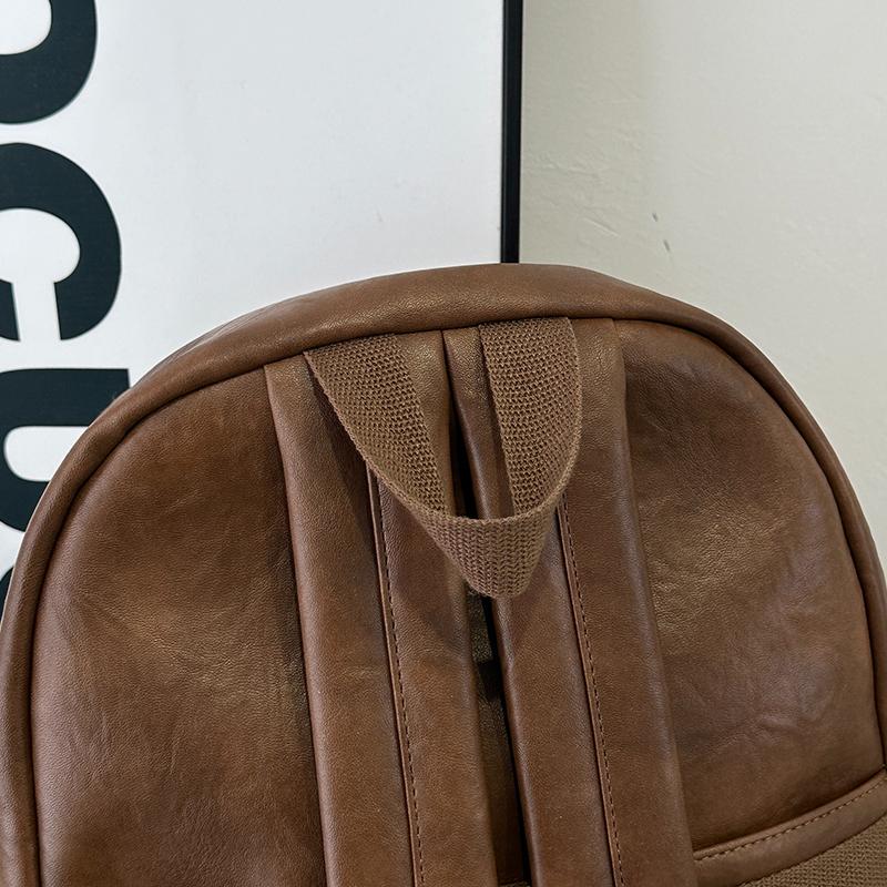 Sac à dos rétro en cuir PU Grande capacité Sac à dos décontracté pour femme avec plusieurs poches Parfait pour le travail quotidien, l'école et le shopping Sans pendentif