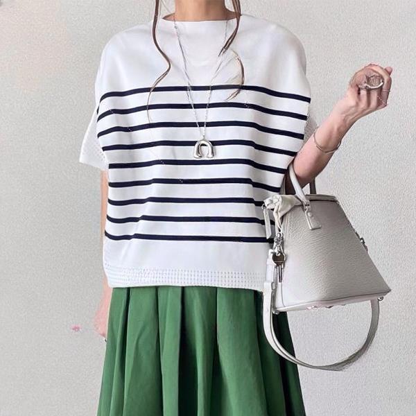 2026 Summer Striped Tencel Ice Silk Knit Sleeveless Vest & Linen Skirt Set Small