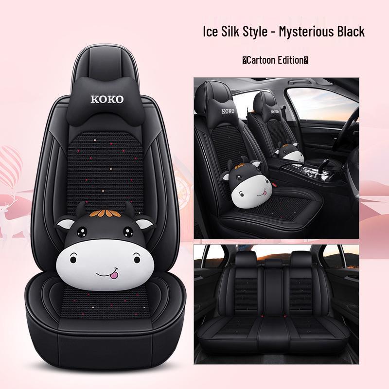 Universal Four-Season Leather & Ice Silk Car Seat Cover Cushion for All Models
