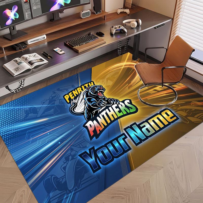 Custom Rug Penrith Panthers Pattern Print Name Text Soft Non‑Slip Floor Carpet for Home Indoor Decoration
