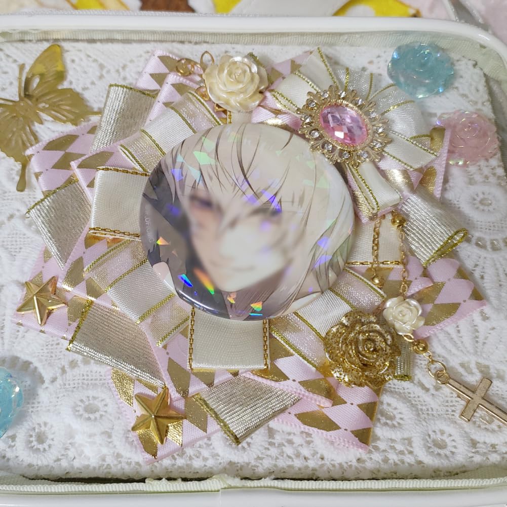 YUYAKESHI Ita Bag Handmade Ribbon Ita Bag Cute Rosette with Cross and Rhinestone Decoration Fits 58mm Can Rosette, Wedding-Style Decoration, (Pink