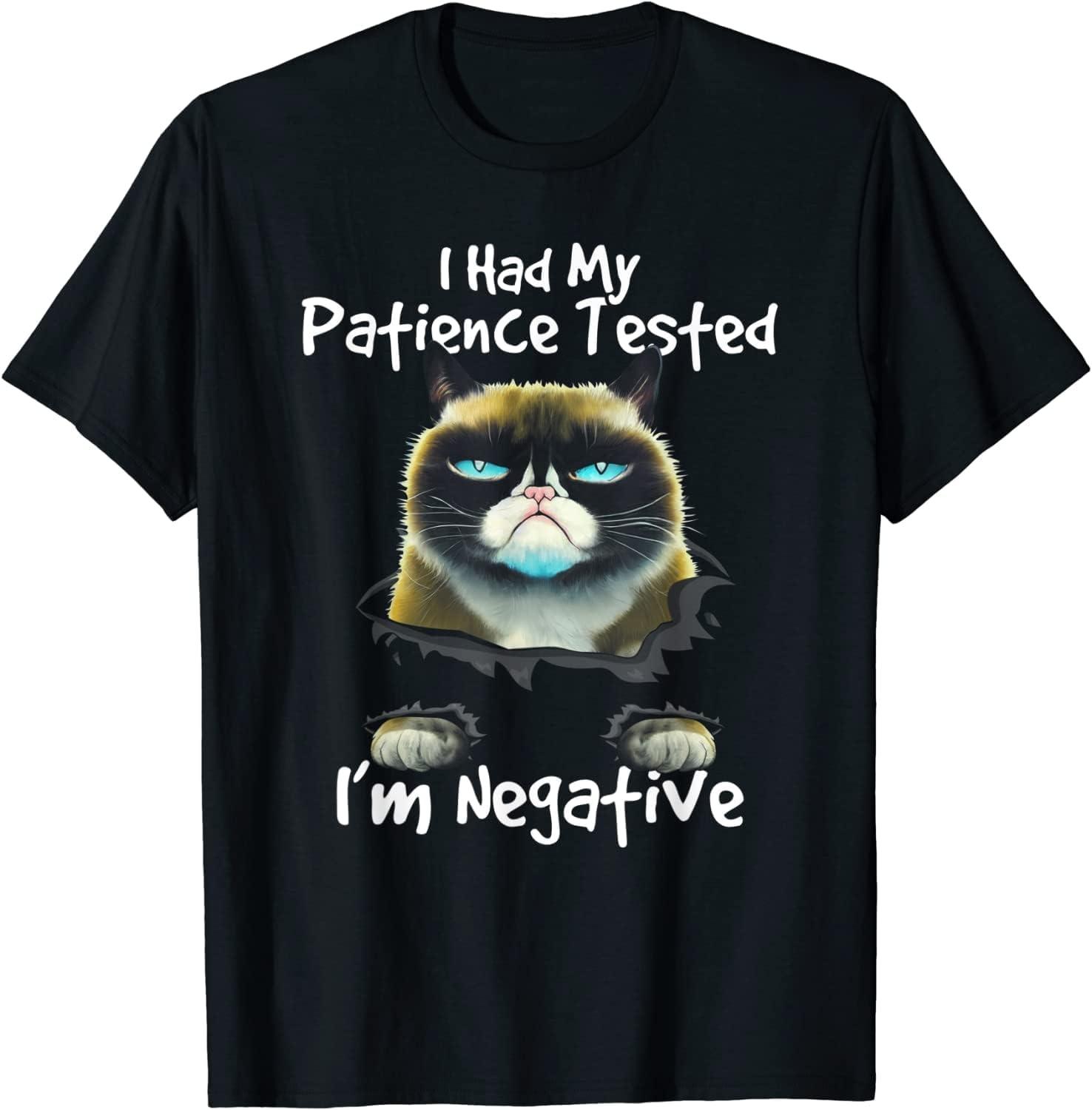 YBAB I Had My Patience Tested Im Negative Grumpy a Cat T-Shirt XXXXXL чёрный