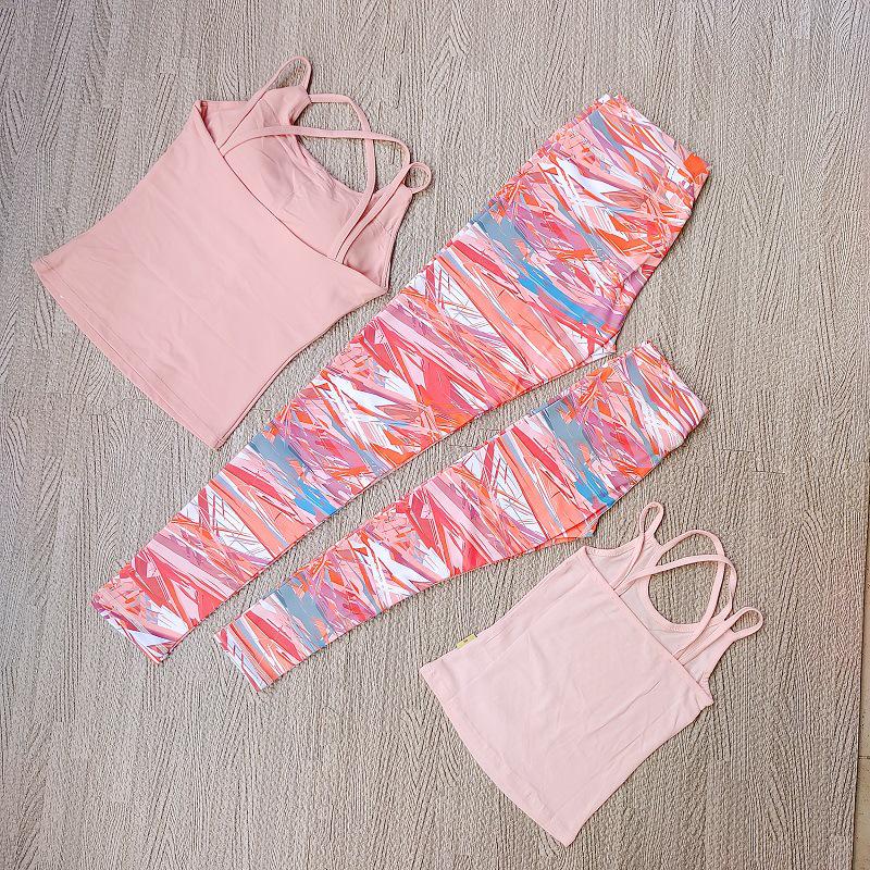 

Европейский и американский стильный и удобный комплект для йоги для матери и дочери: Красивый жилет на спину и леггинсы с принтом для фитнеса Child M