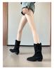 Cowhide version~ Martin boots pleated autumn and winter heightening boots 2025 new autumn and eastern season high-heeled medium tube stacking boots