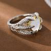 Fashion claw-set heart-shaped synthetic gemstone ring made of copper, for ladies' jewelry, suitable for parties and banquets.