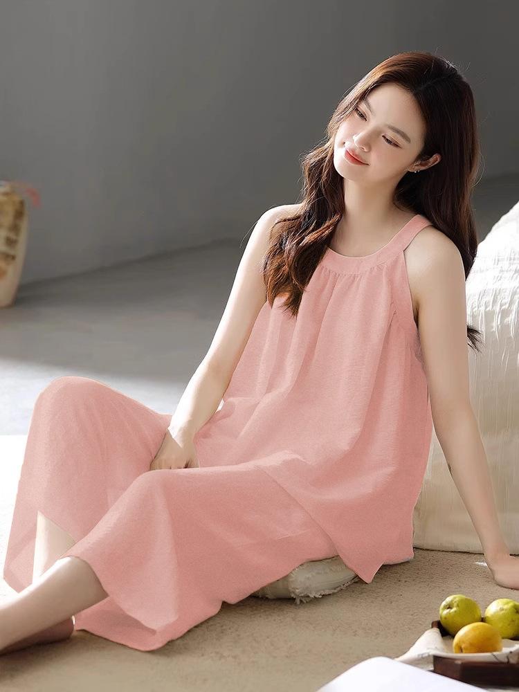 New Pajamas with Chest Pads Women's Summer Suspender Cropped Pants Han Fan Can Wear Outside Loungewear Suit