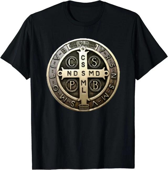 NEW LIMITED St. Benedict Medal Saint Benedict Cross Catholic Christian T-Shirt L