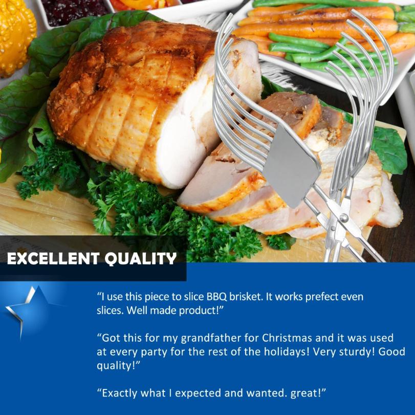 Stainless Steel Roast Beef Cutting Tongs Meat Bread Slicing Tong Onion Tomato Holder For Slicing Vegetable Fruits Cutting Kitche