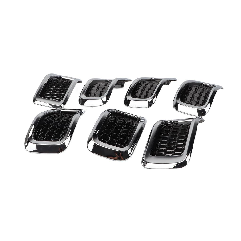 7Pcs Front Grille Cover 68303626AA Front Bumper Hood Grille Vent Insert Cover for Cherokee 2014 to 2018