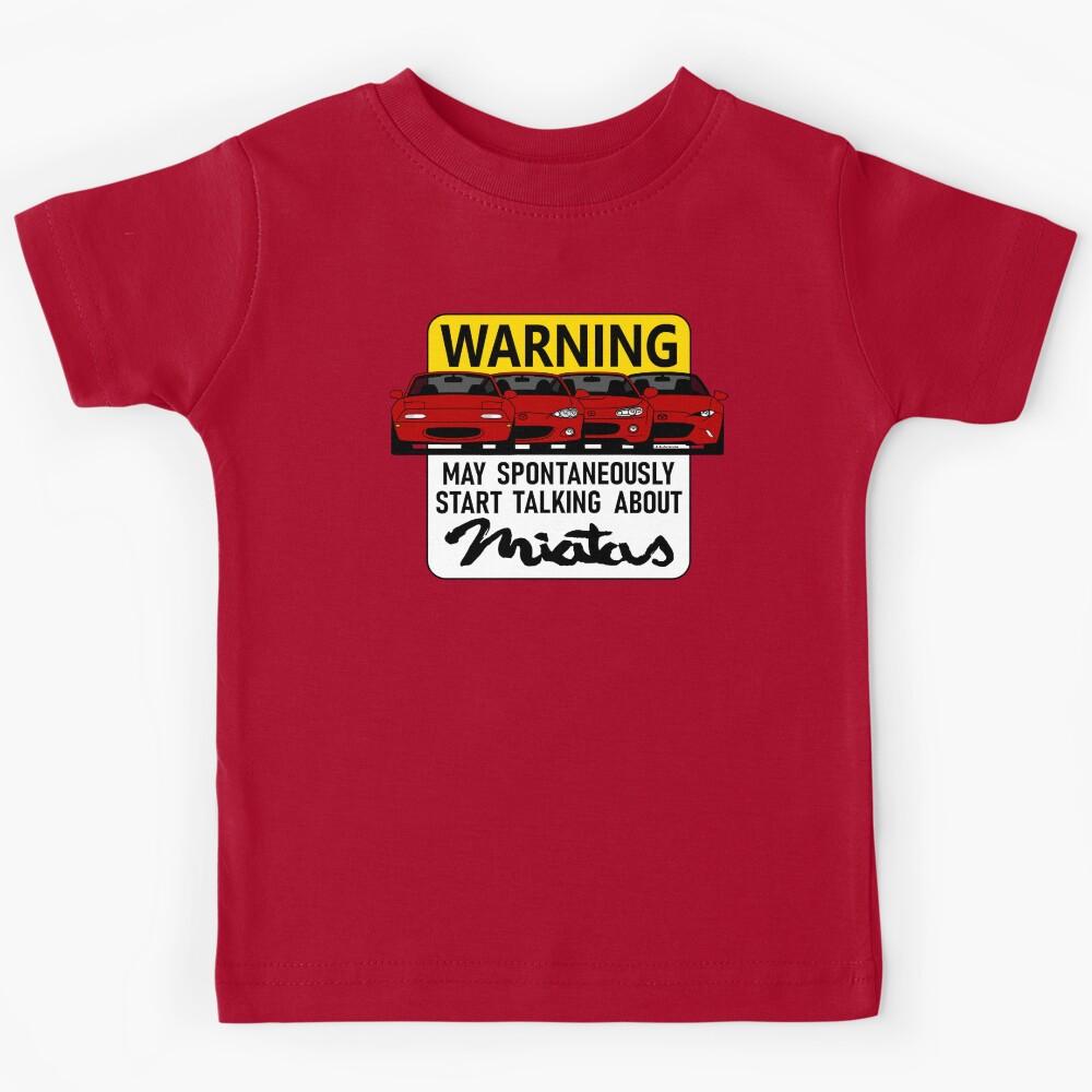 Drawing of generations of the Japanese roadster, with a warning about its fans! Kids T-Shirt 140