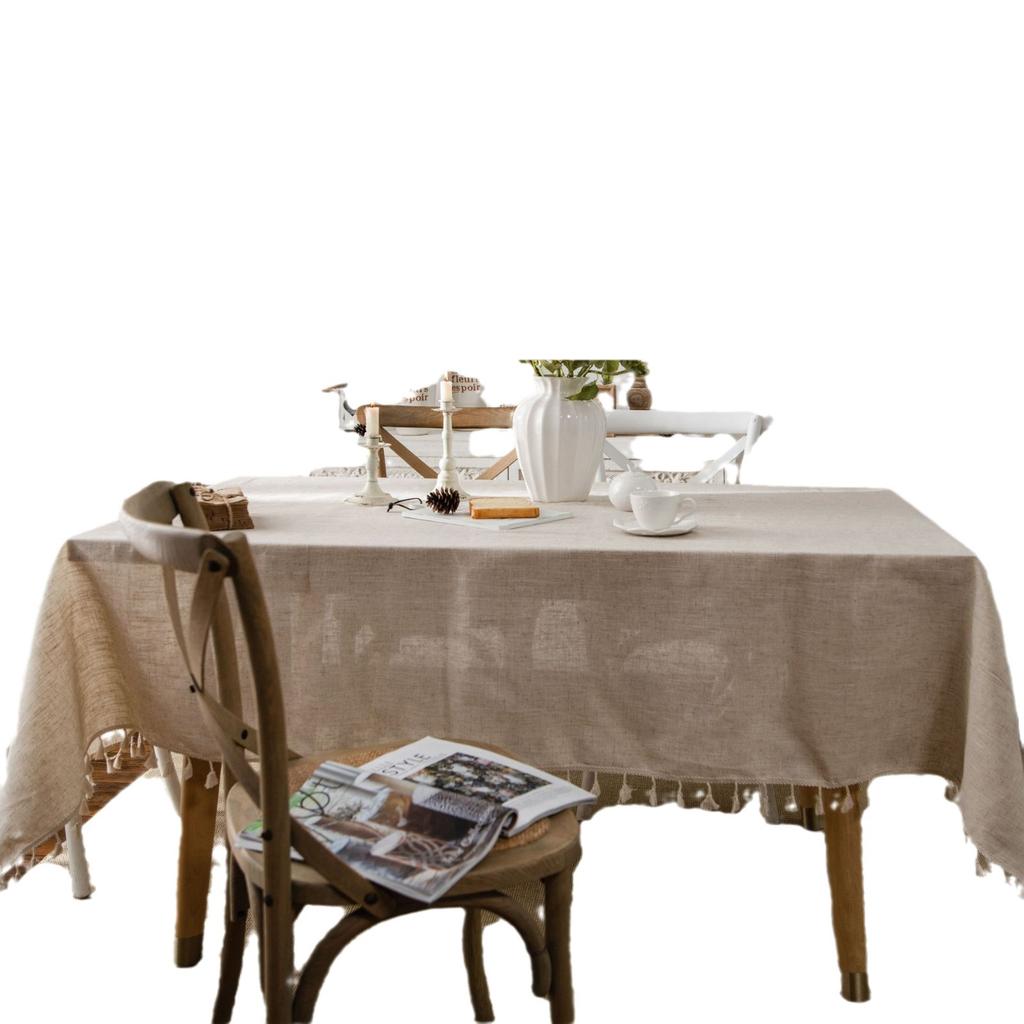 Tablecloth Solid Color Dining Table Cloth Tassel American Country Household Rectangle