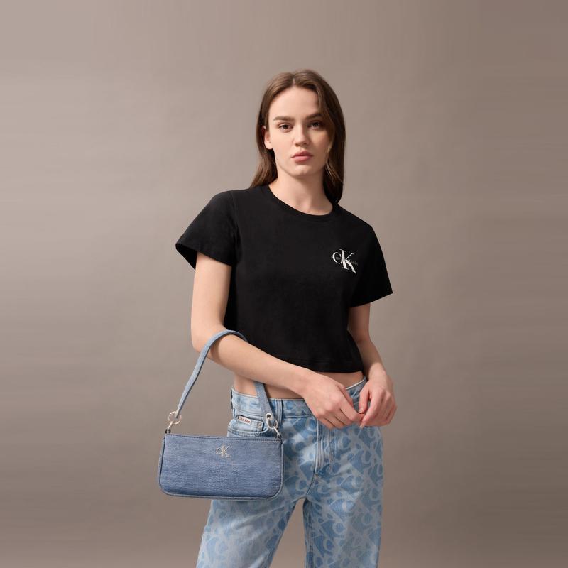 Calvin Klein Neue Mode Jeans Achselstoff Schultertasche Mittel Damen Taschen Hellblau 4F3217G-VGO