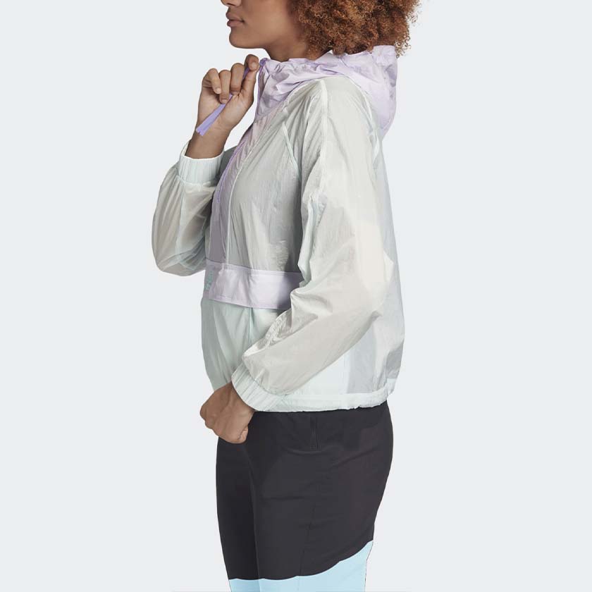 Adidas Color Block Kangaroo Pocket Hooded Sports Jacket Women Jacket Polka-Dot-Green FI0585