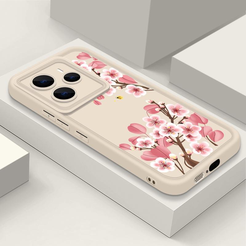 

Цветной цветочный узор ТПУ мягкий чехол для телефона для Xiaomi 14T Pro 13T Poco F6 Pro X6 M6 X5 Redmi Note 14 Pro 13 12 11 10 матовая противоударная задняя крышка Xiaomi 11T / 11T Pro бежевый/розовый
