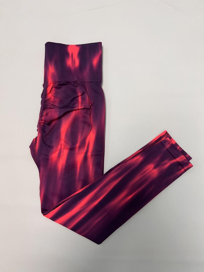 12-Farben Aurora Batik High-Waist Yoga-Hose: Nahtlose, schnelltrocknende Fitnessbekleidung für Damen Small blue
