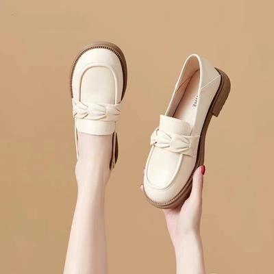 Women's Summer Footwear Normal Leather Casual Shoes for Woman 2024 Office Loafers Low Heel Elegant Round Toe High Quality Shoe A