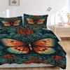 3pcs Animal-themed Butterfly Flowers Soft and Comfortable Breathability, Bedding Set, Machine Washable, Suitable for All Seasons164