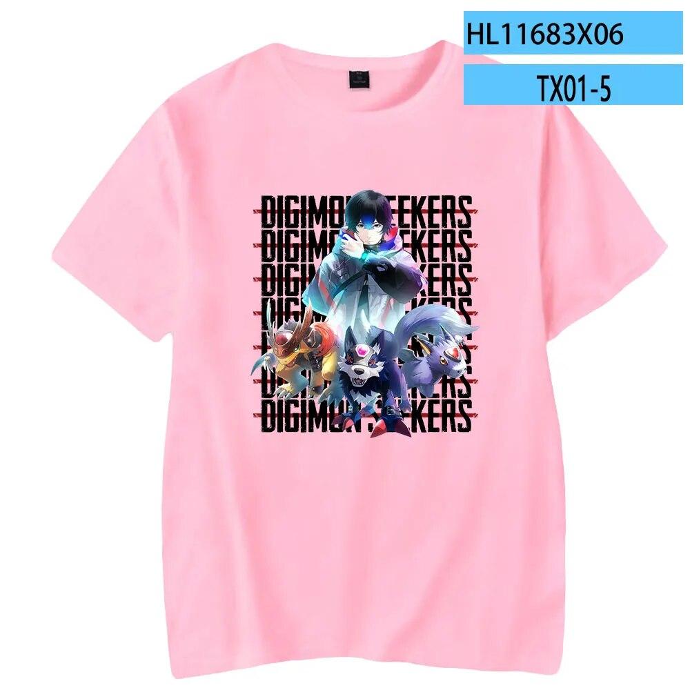 Digimon Adventure Anime 2023 Neues Digimon Seekers T-Shirt Crewneck Kurzarm T-Shirt Damen Unisex T-Shirt Harajuku Kleidung Unisex