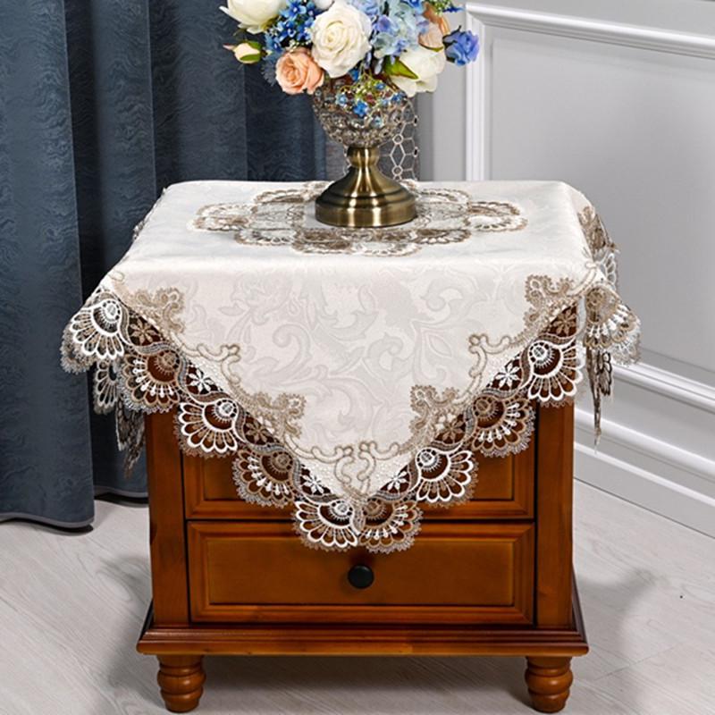 Lace Bedside Tablecloth & Dust Cover – American & Chinese Style for Coffee Tables, Corners, Washers, and Refrigerators.