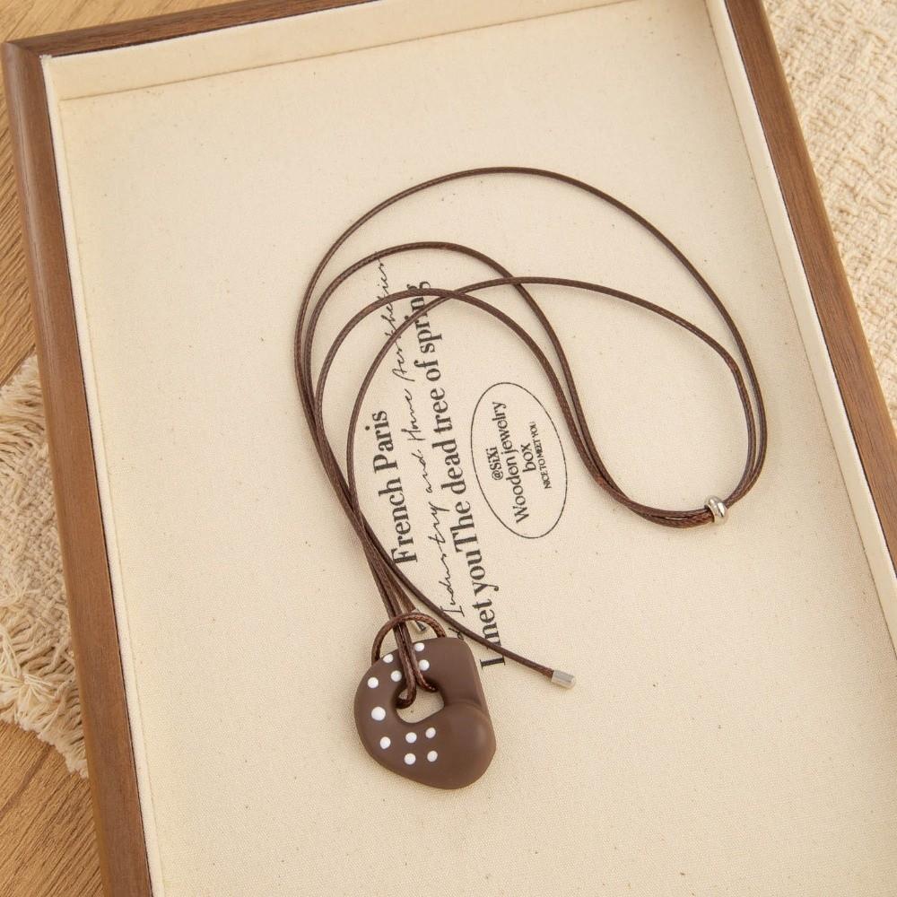 Polka Dot Charm Long Sweater Chain Heart Pendant Sweater Necklace Heart Pendant Necklace  For Women