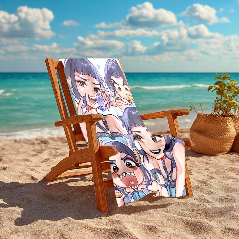 1pc KPop Demon Hunters ZOEY6 Beach Towel, Comfortable and Thick, and Swimming/Bath/Picnic/Camping Towel, Suitable for Seaside Beaches