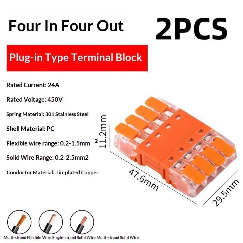 1/2/4Pcs 2/3/4 In And 2/3/4 Out Cmk 64 Quick Lever Wire Connectors For Compact Plug Male Female Terminals Universal Blocks