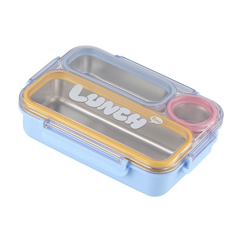 Stainless Steel Lunch Box With 3 Compartment Design Microwave Safe Leakproof Portable Students Office Workers