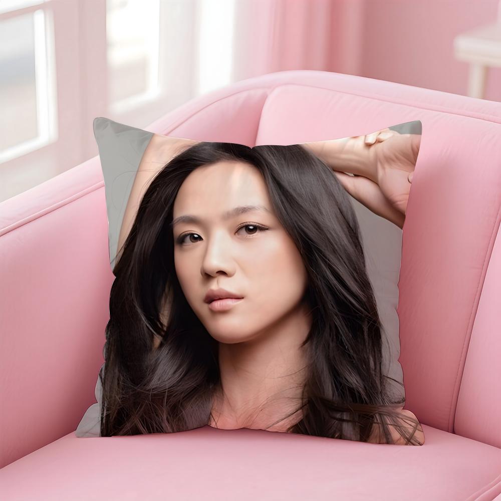 Elegant Beautiful Actress TTang Wei Cushion Cover Pillowcase Short Plush Invisible zipper Room Sofa Cushion Cover