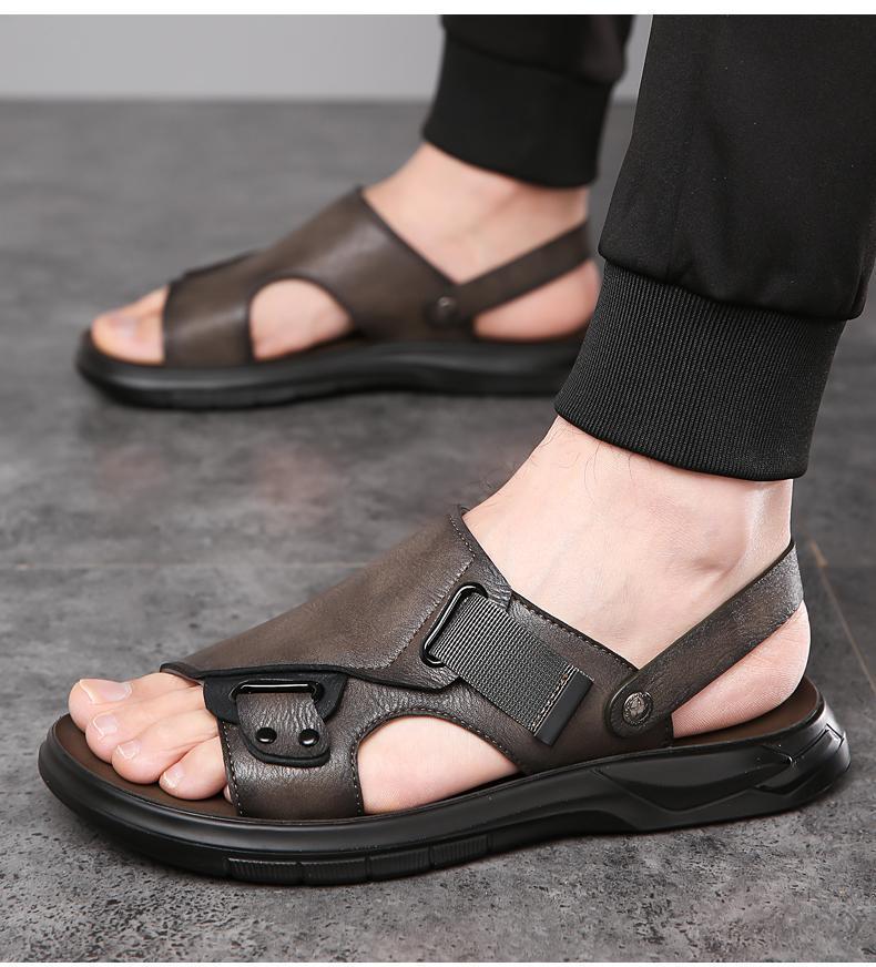 

Поставка двух сандалий повседневные мягкая кожа мягкая подошва верхняя одежда мужская обувь пляжная обувь 44