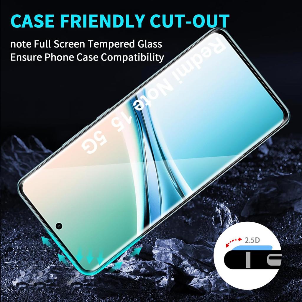 Pachet 4-în-1 [2+2 Bucăți] Sticlă Călită Protector Ecran Curbat 3D + Folie Protecție Lentilă Cameră HD pentru Xiaomi POCO M8 Pro 5G M8 5G Redmi Note 15 4G 5G Note 15 Pro+