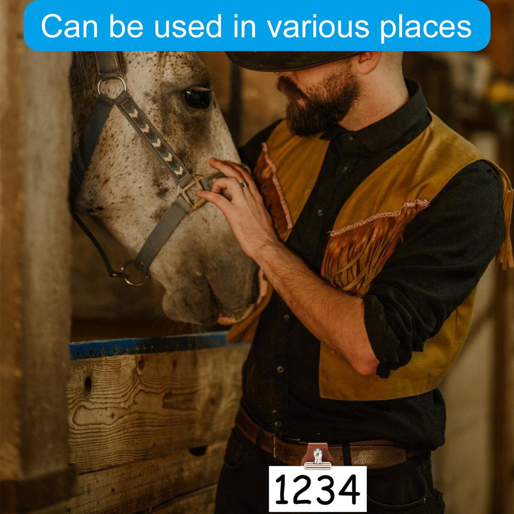 Horse Show Number Holder Clip Livestock Show Number Holder PU Leather Number Holder Belt Clip Exhibitor Number Clip