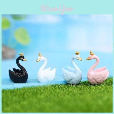 Schattige Hars Miniatuur Zwaan Beeldjes Kleurrijke Cartoon Dier Decor Set